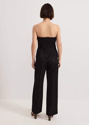 Phase Eight Adalynn Jacquard Trousers Black Canada | GWNBCA-923